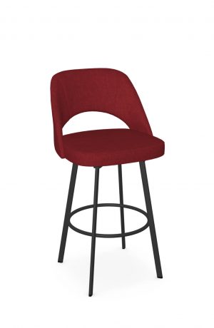 Amisco's Scarlett Black Metal Swivel Bar Stool with Red Seat and Back Cushion