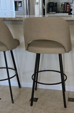 Amisco's Scarlett Brown Swivel Bar Stools in Customer's Kitchen Island