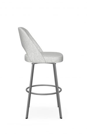 Amisco's Scarlett Modern Silver Bar Stool with Gray Seat Back Cushion - Side View