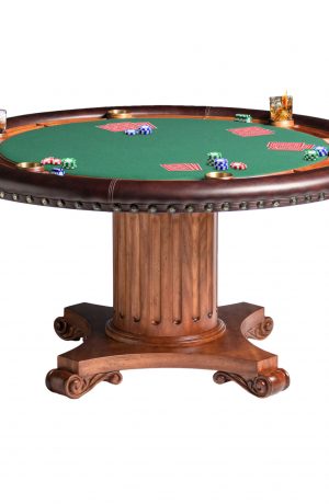Darafeev's Augustus Luxury Wood Poker Table with Round Felt Top with Chips and Cards