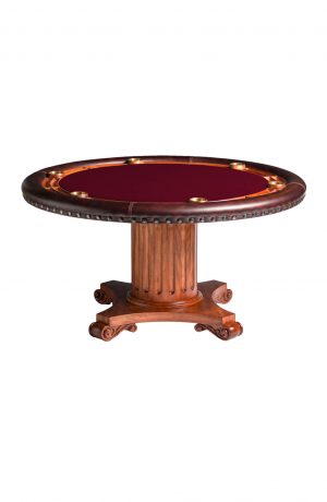 Darafeev's Augustus Poker Table with Burgundy Felt and Wood Base