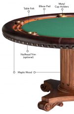 Darafeev's Augustus Poker Table with Table Felt, Elbow Pad, Metal Cup Holders, Maple Wood Base, and Nailhead Trim