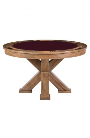 Darafeev's Duke Modern Wood Round Convertible Poker Table with Wine Color Felt
