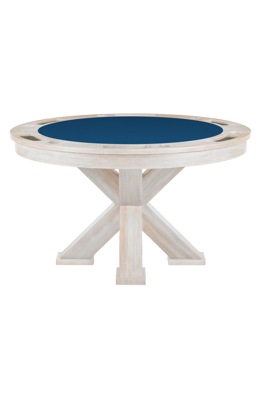 Darafeev's Duke Rustic Driftwood Round Poker Dining Table with Blue Felt Top