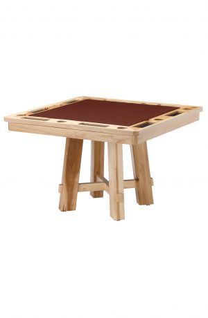 Darafeev's El Dorado Poker Dining Table in Wood and Brick Red Felt