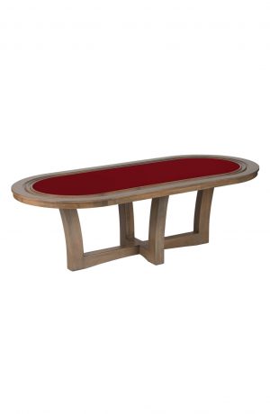 Darafeev's Encore 10-Player Oval Wood Texas Hold'Em Poker Table with Burgundy Felt