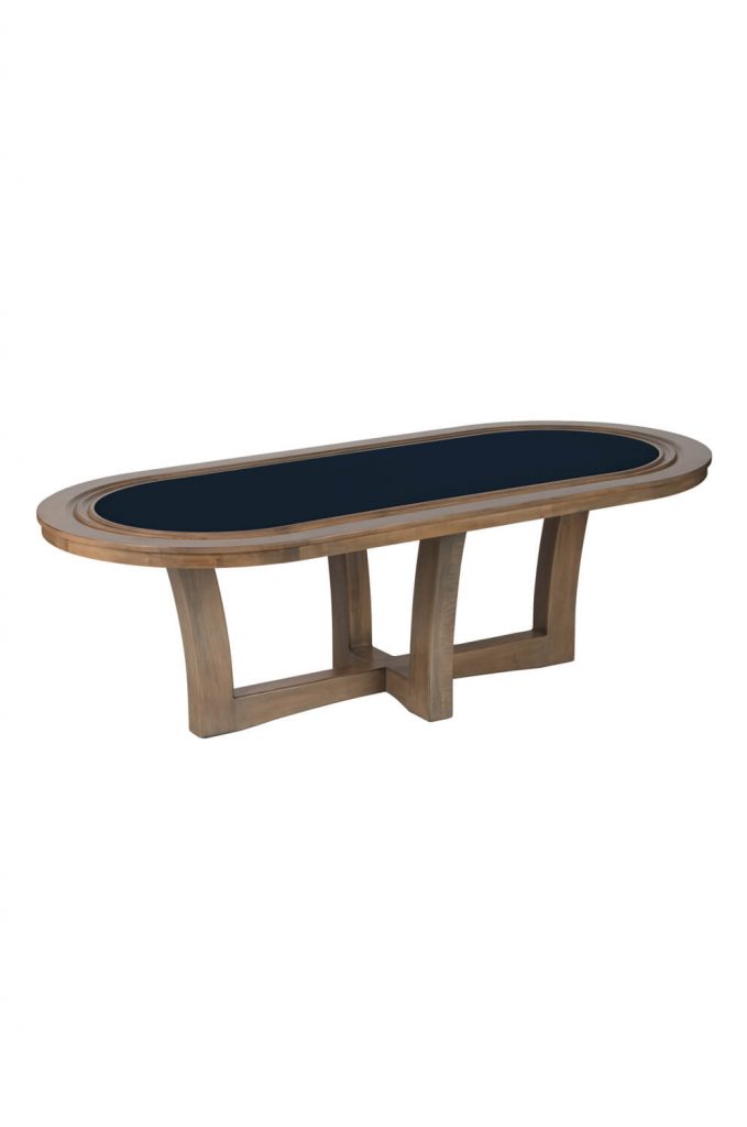 Darafeev's Encore 10-Player Oval Wood Texas Hold Em Poker with Navy Felt