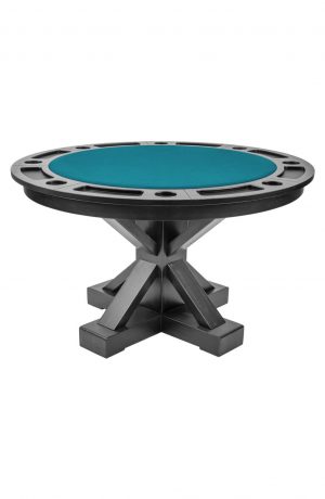 Darafeev's Trestle 8-Player Convertible Poker and Dining Table in Blue Felt Round Top