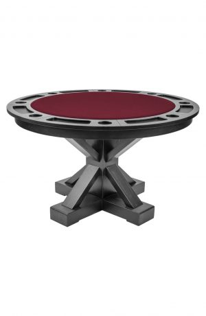 Darafeev's Trestle 8-Player Convertible Poker and Dining Table in Burgundy Felt Round Top