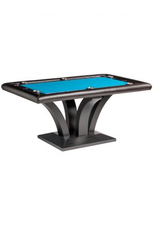 Darafeev's Treviso Rectangular Poker Dining Table in Black Wood Finish and Blue Felt Top