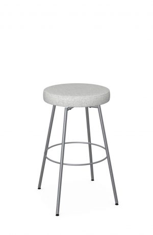 Amisco's Costa Backless Silver Swivel Bar Stool with Round Seat