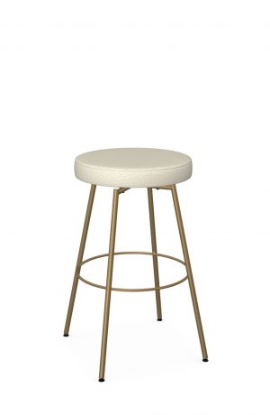 Amisco's Costa Backless Gold Swivel Bar Stool with Tan Round Seat