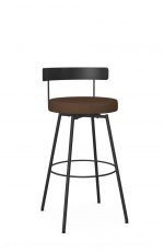 Amisco's Costa Modern Black Swivel Bar Stool with Low Back and Seat Cushion