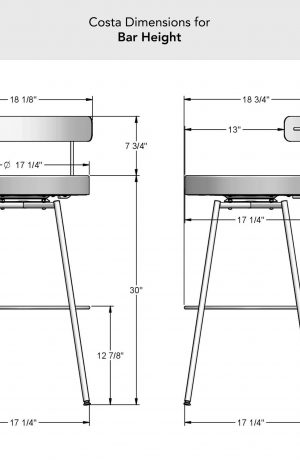 Costa Dimensions for Bar Height