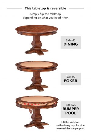 Darafeev's Amerigo Table Reversible Dining Poker and Bumper Pool