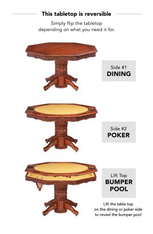 Darafeev's Chateau 3-in-1 Poker, Dining, and Bumper Pool Table