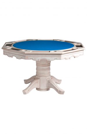 Darafeev's Classic Wood Poker Dining table with Blue Felt Top