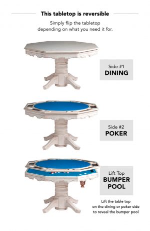 Darafeev's Classic Wood Table with Reversible Poker Dining Top and Revealing Bumper Pool