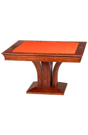 Darafeev's Treviso Square Wood Table with Poker Table Top and Orange Felt