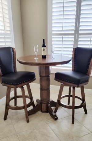 Darafeev's Del Mar Wood Pub Table with Pedestal Base and Round Top in Dining Room