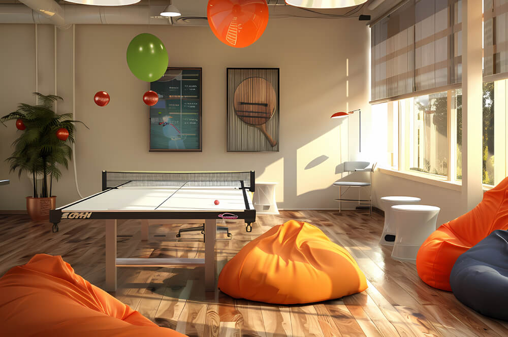 Modern game room with table tennis