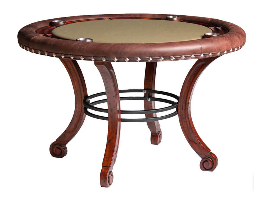Madrid 4-Player Round Poker Table - With Optional Dining Top