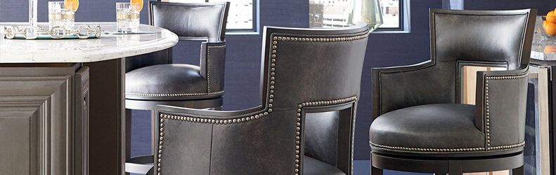 Upholstered Bar and Counter Stools with Nailheads