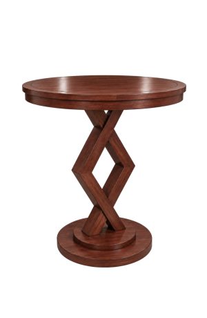 Traditional Cherry Wood Pub Table with Round Top - Pedestal Base - Darafeev - Bishop