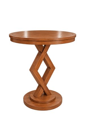 Traditional Mahogany Solid Wood Pub Table with Round Top and Pedestal Base - Darafeev - Bishop