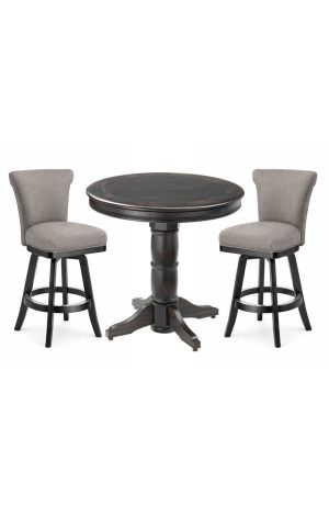 Darafeev's Dara Wood Pub Set with Round Table and Swivel Bar Stools