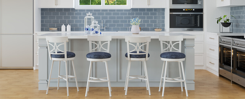 Featuring the Sausalito bar stools by Wesley Allen