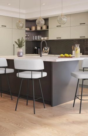Amisco's Enya Modern Low Back Upholstered Swivel Bar Stools