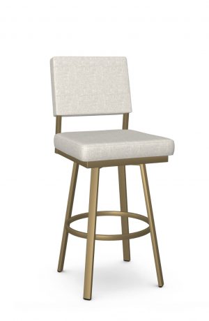 Amisco's Mathilde Gold Swivel Bar Stool with Cream Fabric