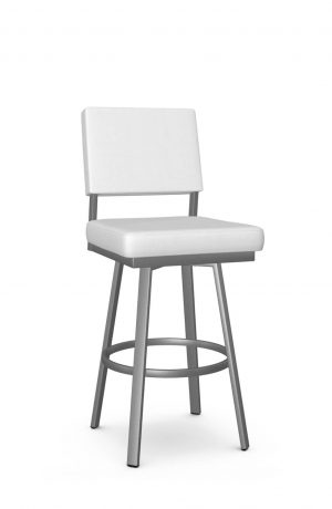 Amisco's Mathilde Silver Swivel Bar Stool with White Vinyl