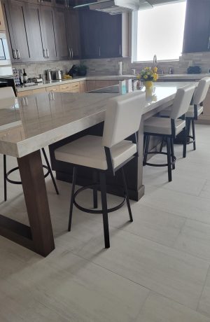 Amisco's Mathilde Swivel Stools in Customer's Modern Kitchen