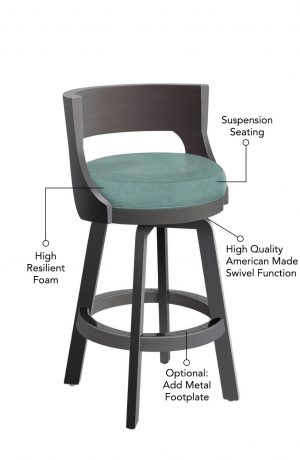 Featuring suspension seating, high quality American made swivel function, high resilient foam, and metal footplate.