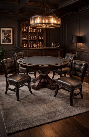 Darafeev's Trestle Luxury Round Poker Game Table in Game Room