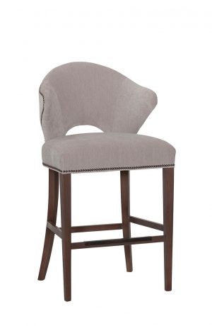 Fairfield's Riverside Wood Bar Stool Upholstered with Curved Back and Nailhead Trim