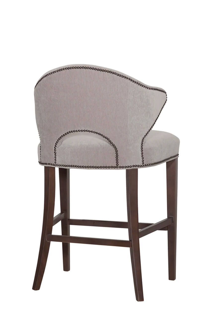 Fairfield's Riverside Wood Bar Stool Upholstered with Curved Back and Nailhead Trim - Back View