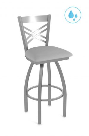 Holland's Catalina Outdoor Modern Swivel Bar Stool with Cross Back in Stainless Steel