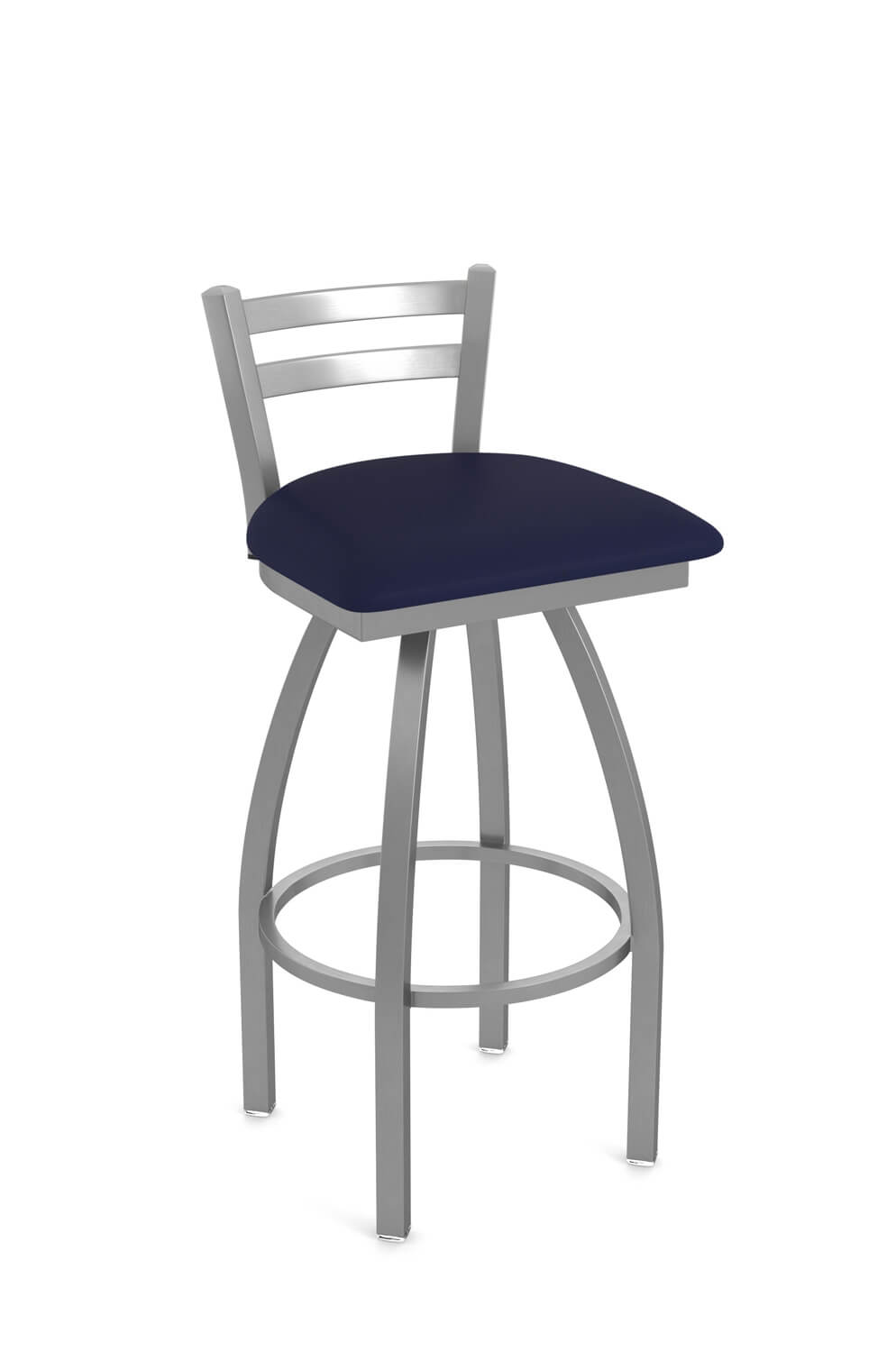Holland's Jackie Outdoor Stainless Steel Bar Stool with Low Back - in Breeze Sapphire Vinyl