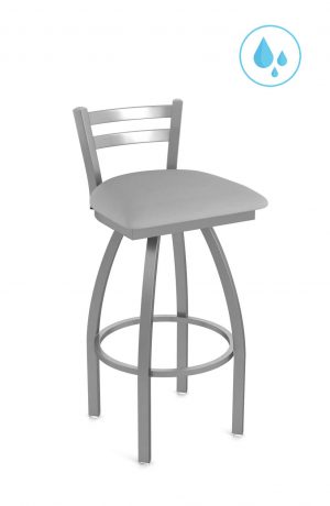 Holland's Jackie Outdoor Stainless Steel Bar Stool with Low Back - in Breeze Sidewalk Vinyl