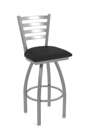 Holland's Jackie Outdoor Stainless Steel Bar Stool in Black Cushion Breeze Black