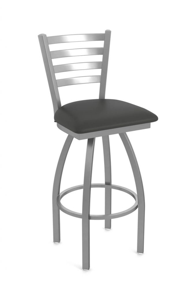 Holland's Jackie Outdoor Stainless Steel Bar Stool in Gray Cushion Breeze Graphite