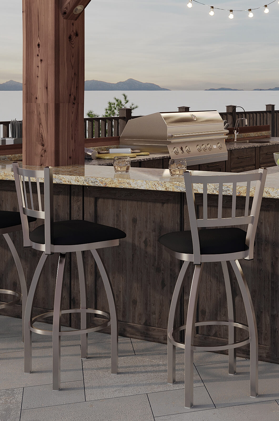 Holland's Outdoor Swivel Bar Stools in Stainless Steel