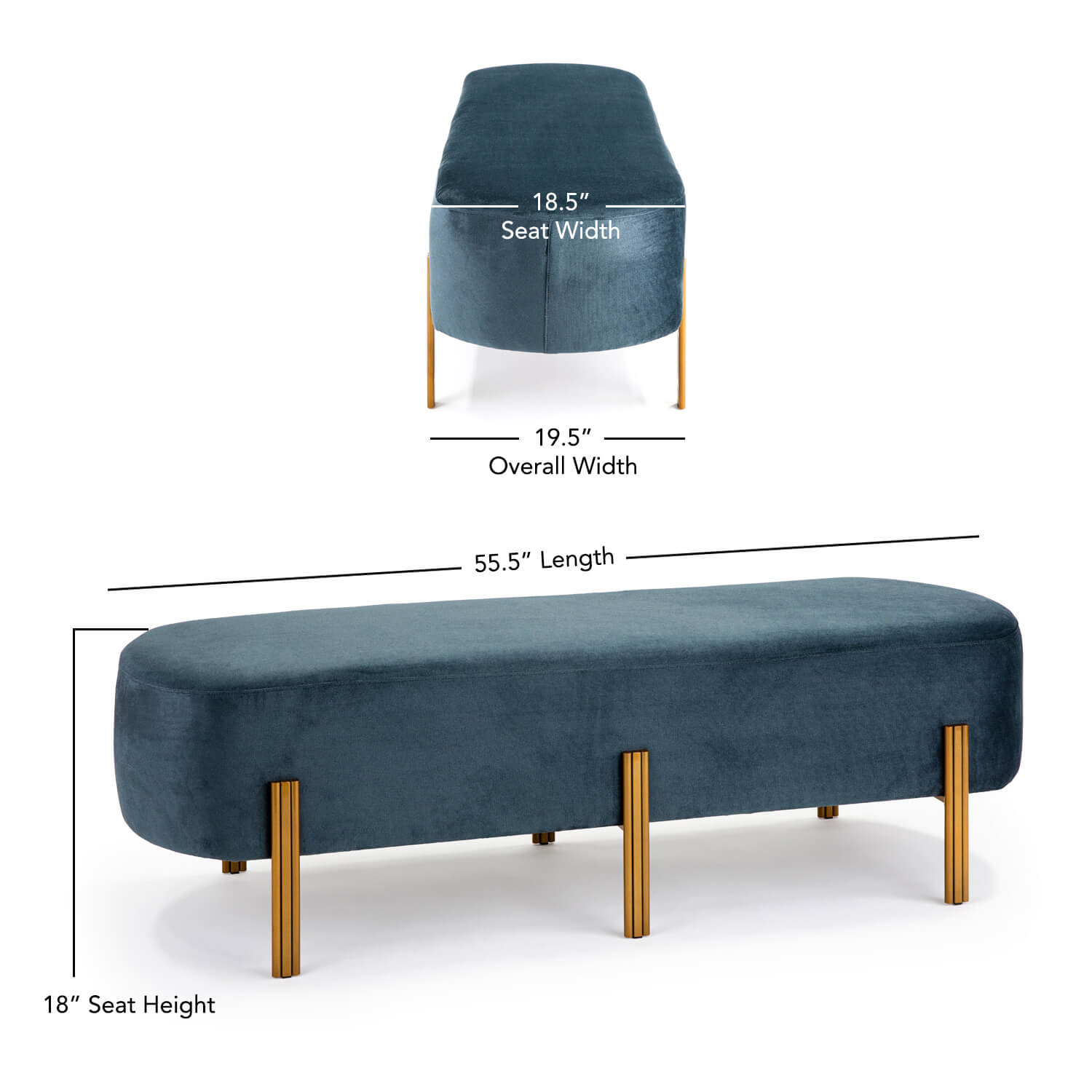 Alexa 55.5 inches Modern Upholstered Bench