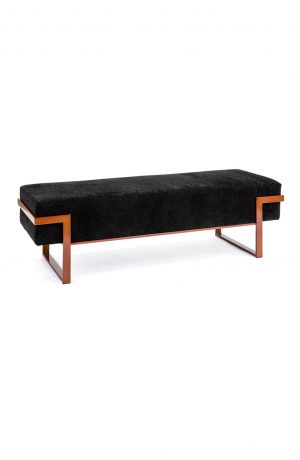 Wesley Allen's Athena Modern Bench with Copper Finish and Black Fabric