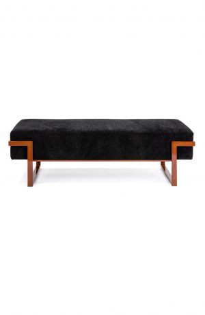Wesley Allen's Athena Modern Bench with Copper Finish and Black Fabric - Front View