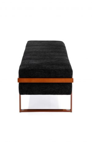 Wesley Allen's Athena Modern Bench with Copper Finish and Black Fabric - Side View