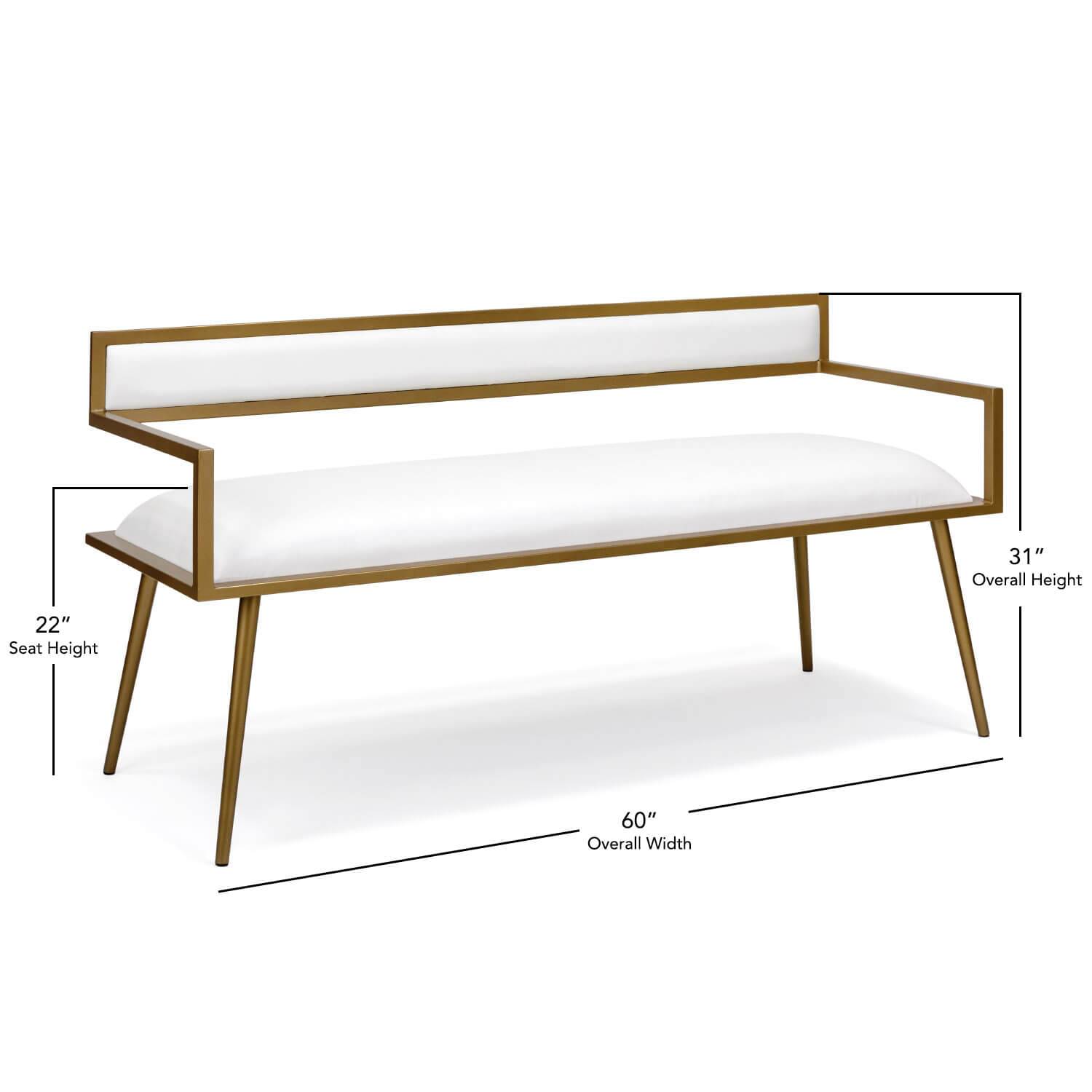Zara 60-inch Mid Century Modern Upholstered Bench with Arms